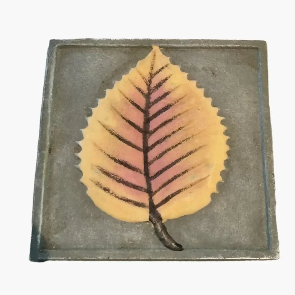 Autumn Leaf Design Coasters Trivet Maple Oak Elm 4x4 inch Set Of 3